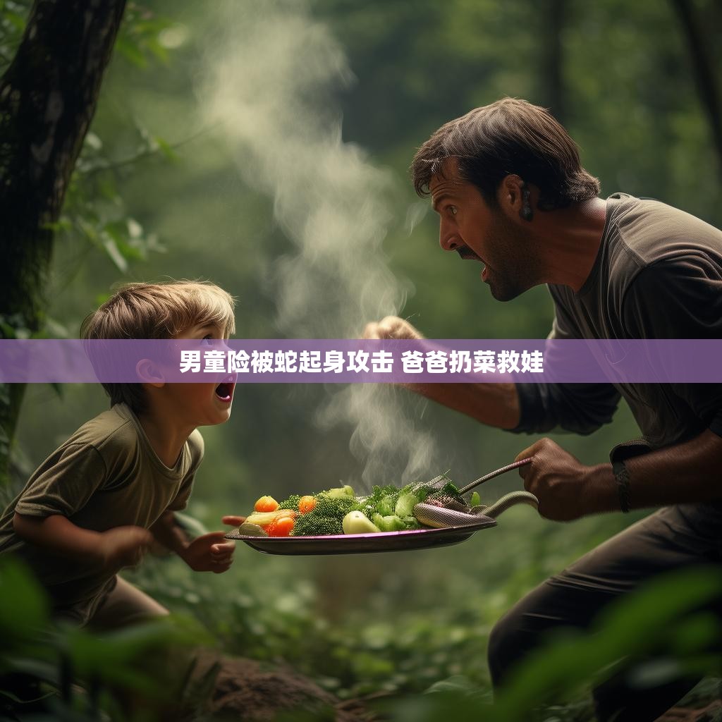 男童险被蛇起身攻击 爸爸扔菜救娃
