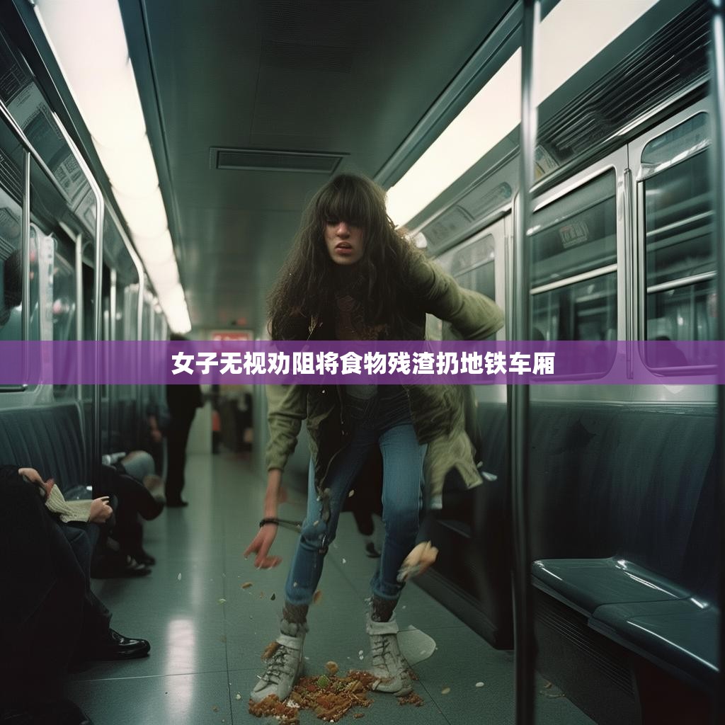 地铁车厢内女子乱扔垃圾
