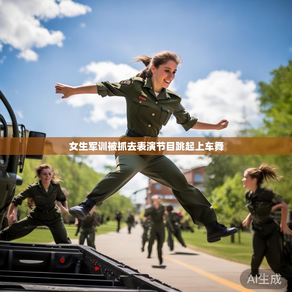 女生军训中的精彩瞬间:上车舞表演