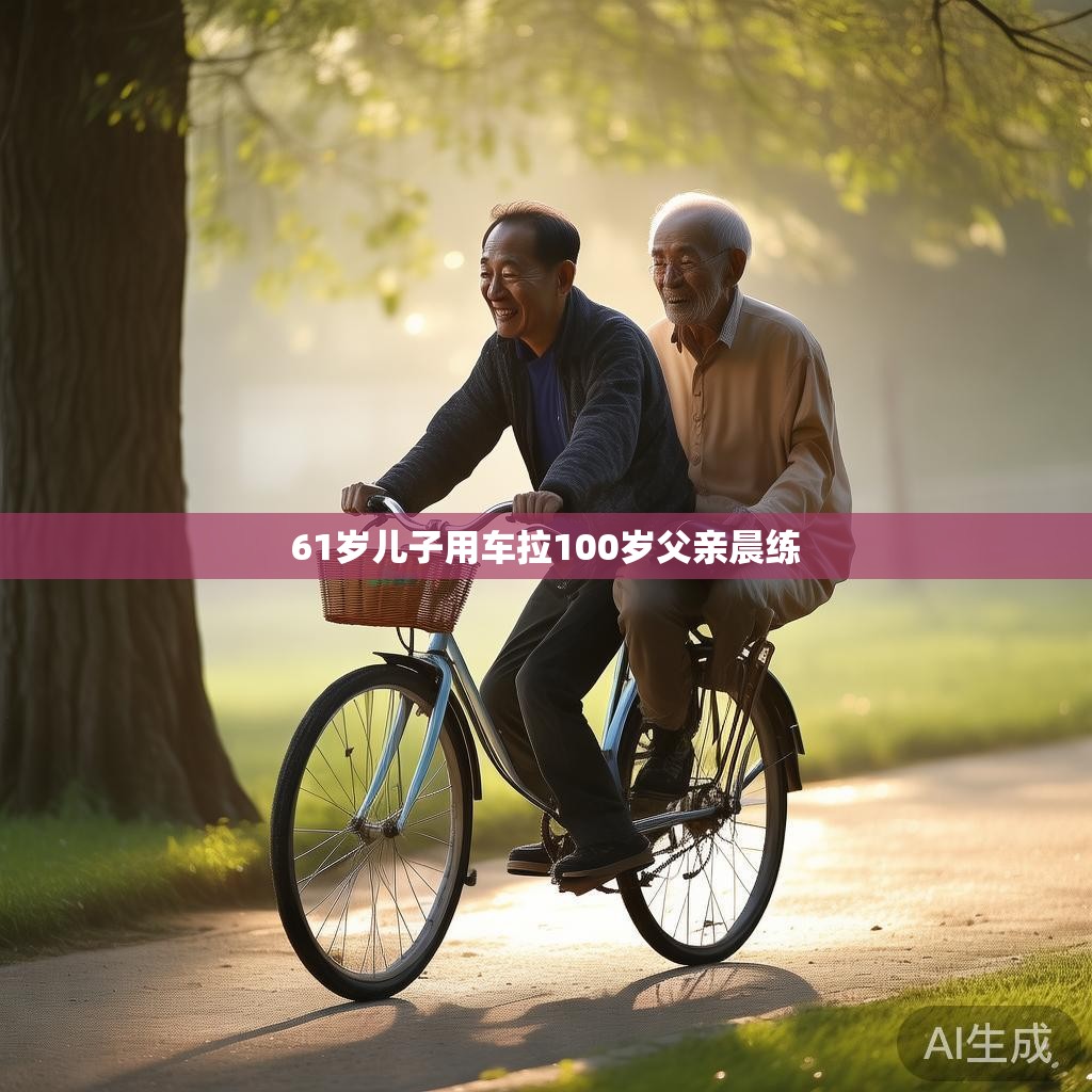 61岁儿子用车拉100岁父亲晨练