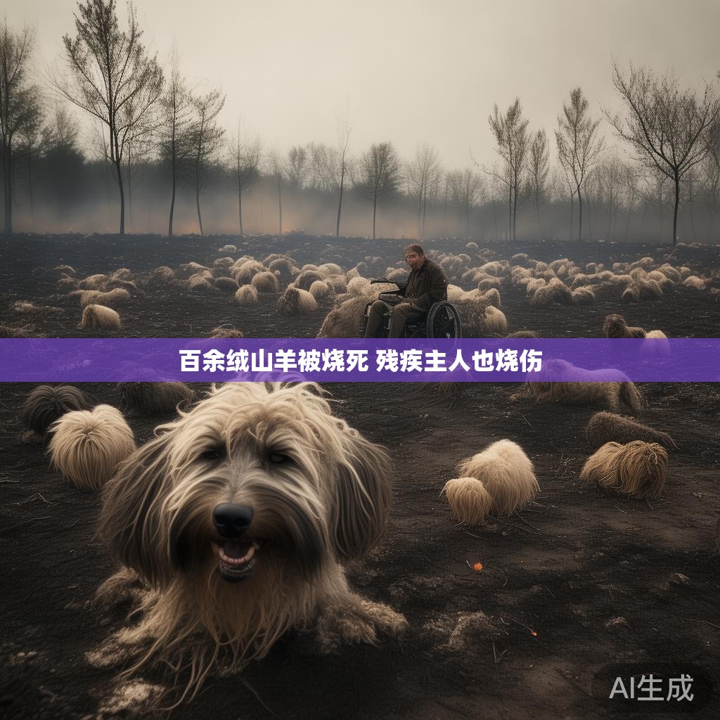 火灾现场：百余绒山羊被烧死，残疾主人也烧伤