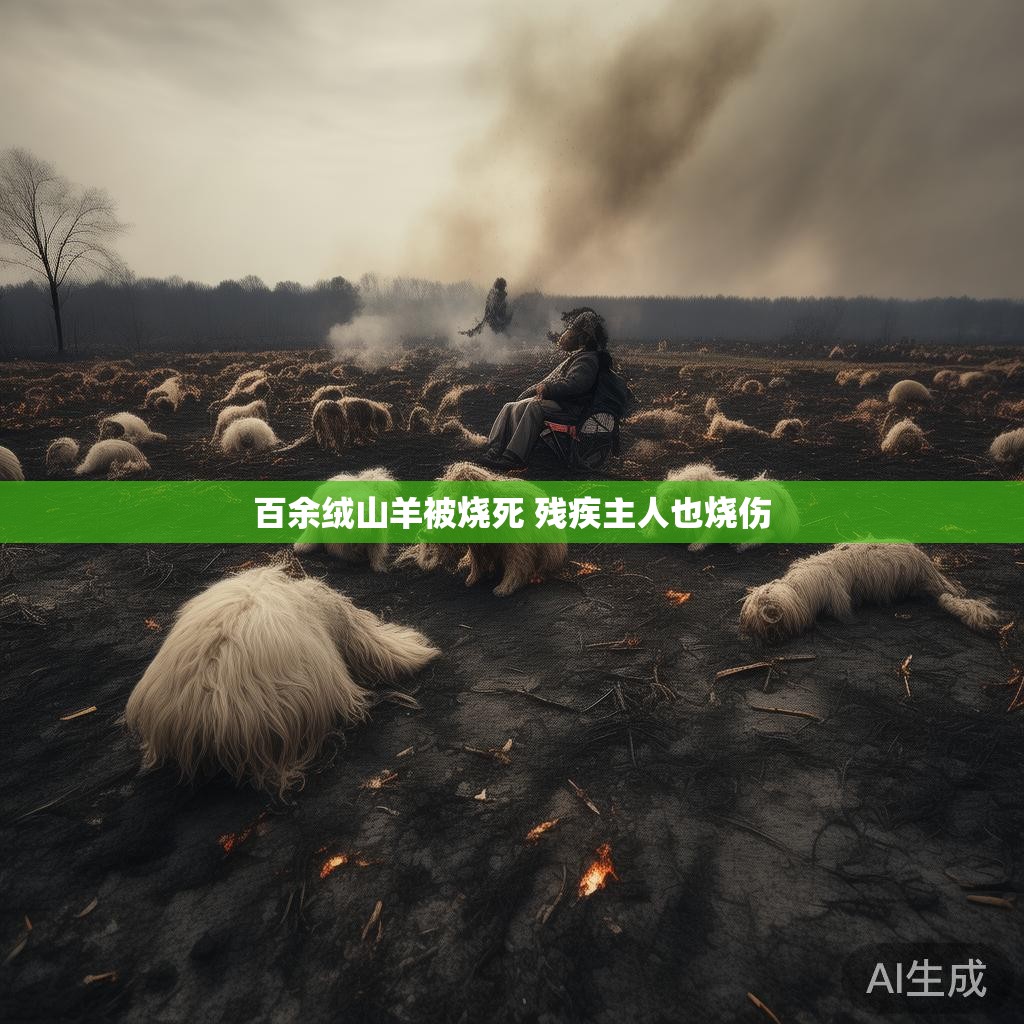 火灾后的现场：百余绒山羊的遗体